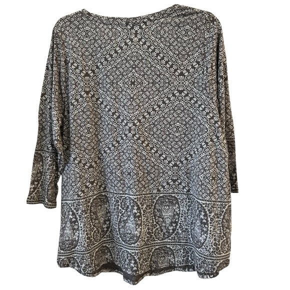 Lucky Brand Gray 3/4 Sleeve Boxy Blouse Plus Size 1X - Picture 2 of 8